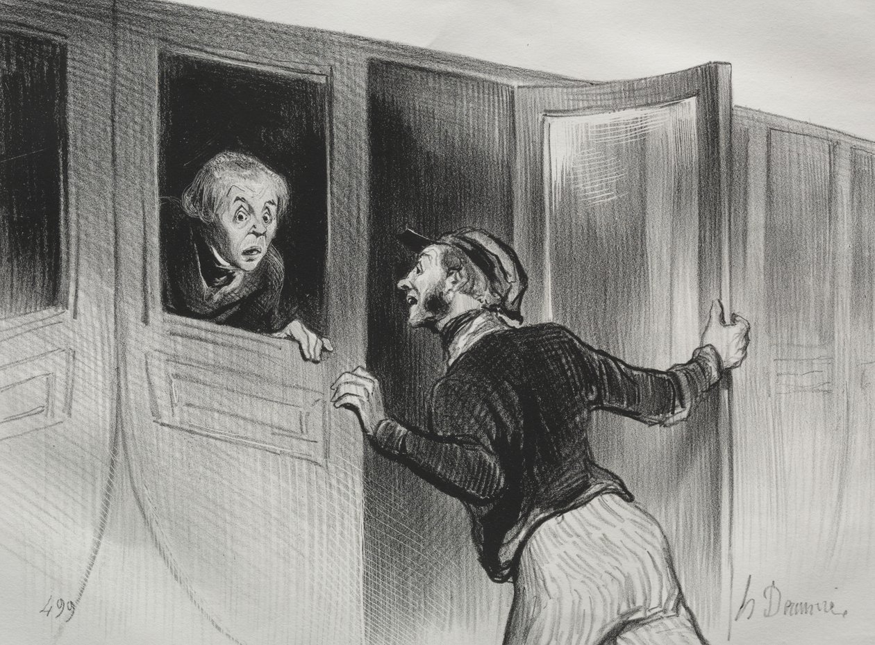 Demiryolları, levha 11: Yolculukta Uyumanın Tehlikesi by Honoré Daumier