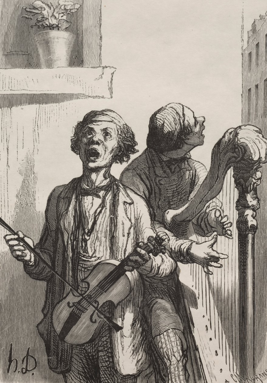 Şarkıcılar: Sokak Şarkıcıları. by Honoré Daumier
