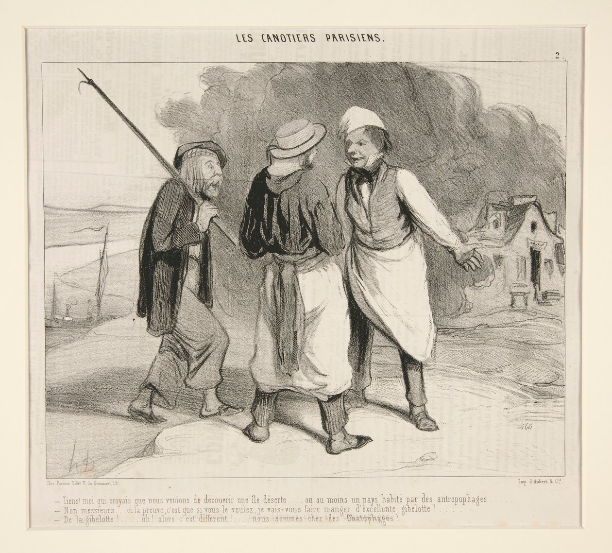 Burada! Issız bir ada keşfettiğimizi düşünen ben by Honoré Daumier