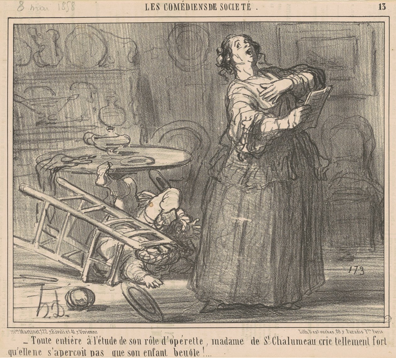 Tamamen rolünü incelemek... by Honoré Daumier