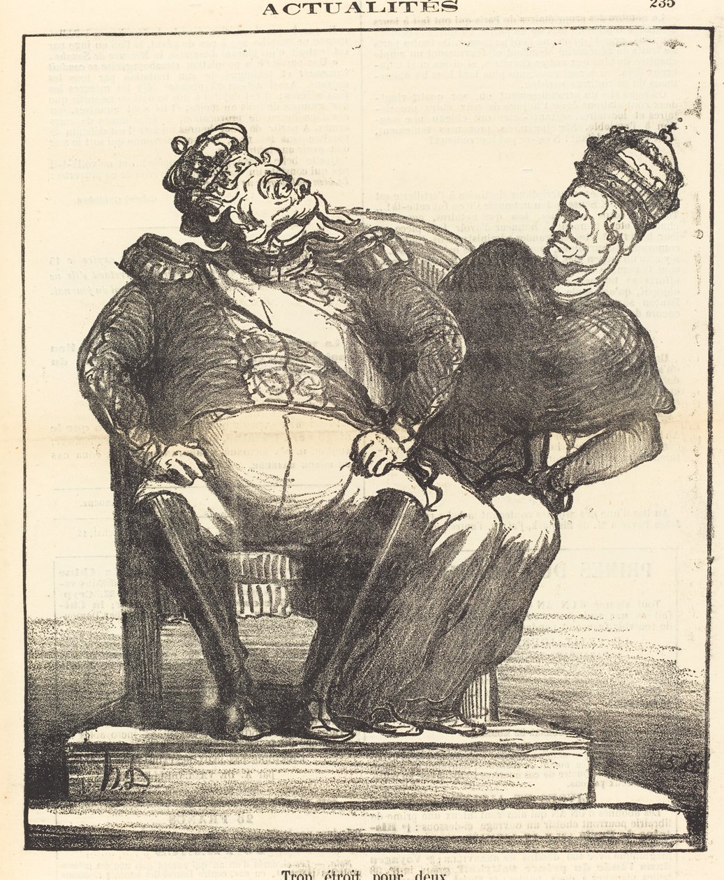 İki kişi için çok dar by Honoré Daumier