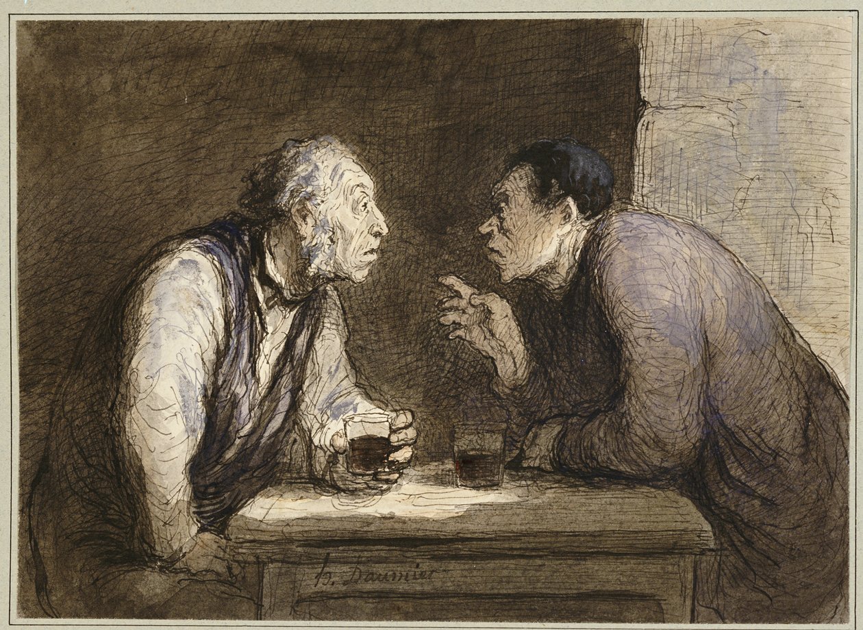 İki İçici, c.1857-69 by Honoré Daumier
