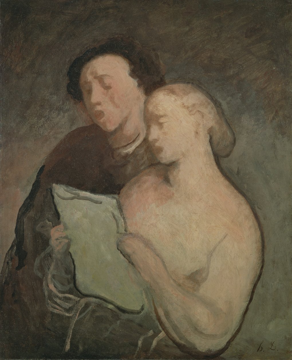 İki Şarkıcı, c.1850-60 by Honoré Daumier