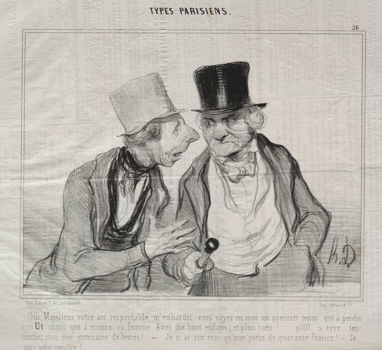 Tipler Parisiens, levha 26: Evet efendim, saygıdeğer havanız beni cesaretlendiriyor... by Honoré Daumier