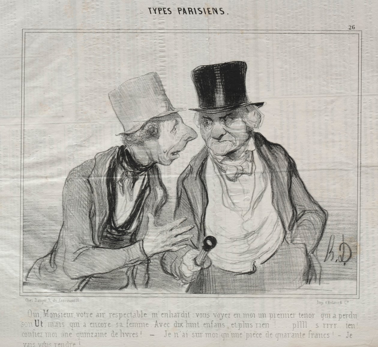 Tipler Parisiens, levha 26: Evet efendim, saygıdeğer havanız beni cesaretlendiriyor..., 29 Mayıs 1840. by Honoré Daumier