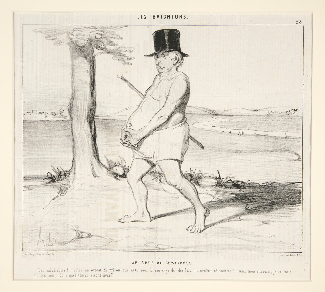 Güven ihlali. Berbat!! doğal ve toplumsal yasaların güvencesi altında yüzen bir avukatı cezaevinden soymak! by Honoré Daumier