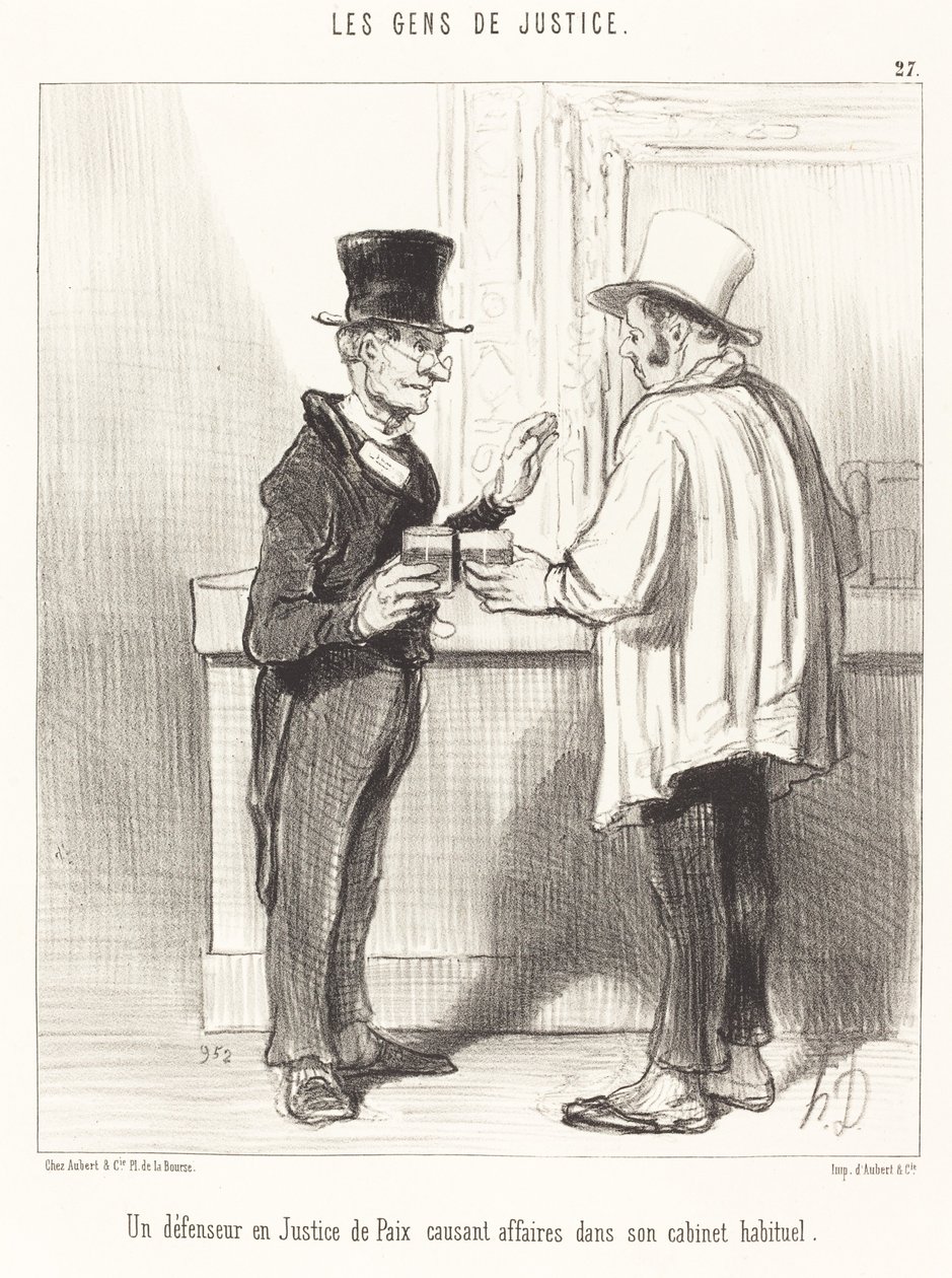 Bir Savunucu... sohbet ediyor... her zamanki kabininde by Honoré Daumier