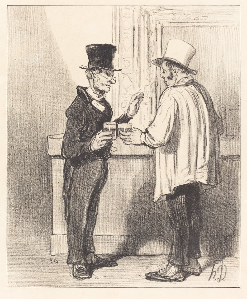 Bir Savunucu... sohbet ediyor... her zamanki kabininde by Honoré Daumier