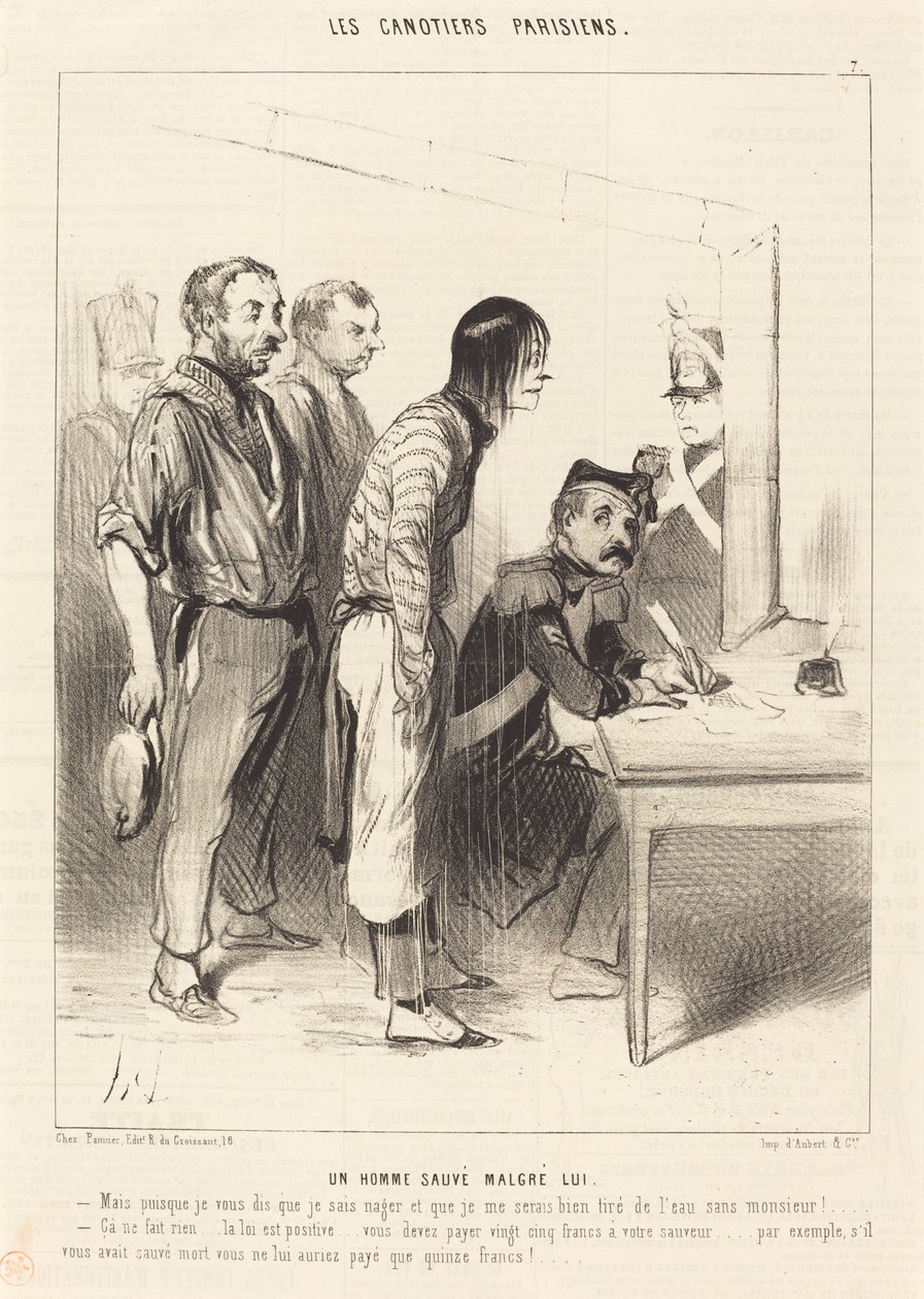 Bir adam kendine rağmen kurtardı by Honoré Daumier
