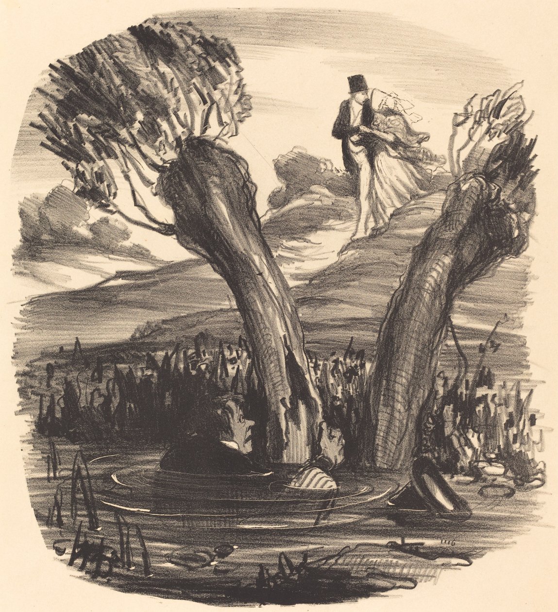 Kıskançlık ateşiyle yanan bir koca by Honoré Daumier