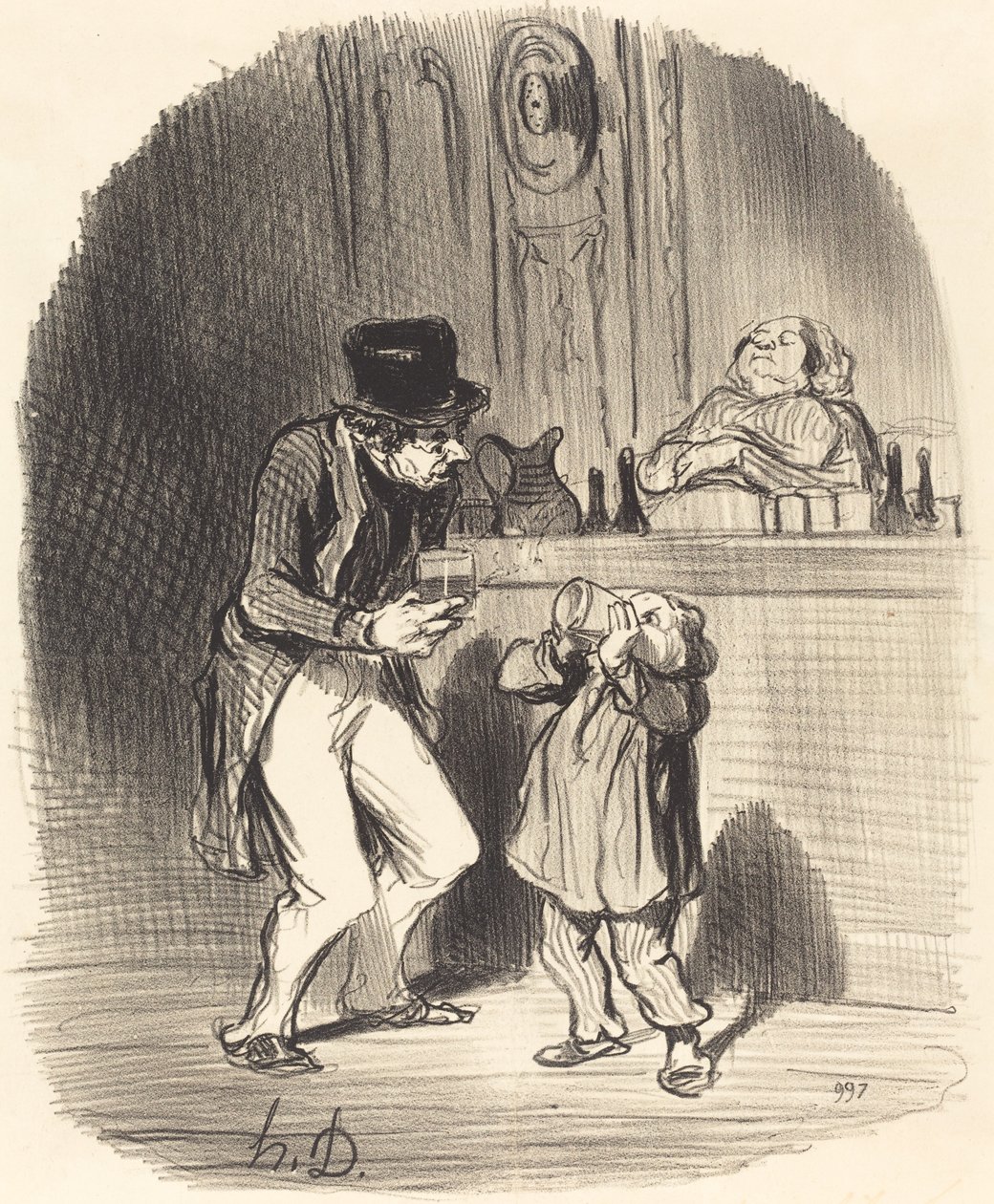 Oğlunu emdiren bir baba... by Honoré Daumier