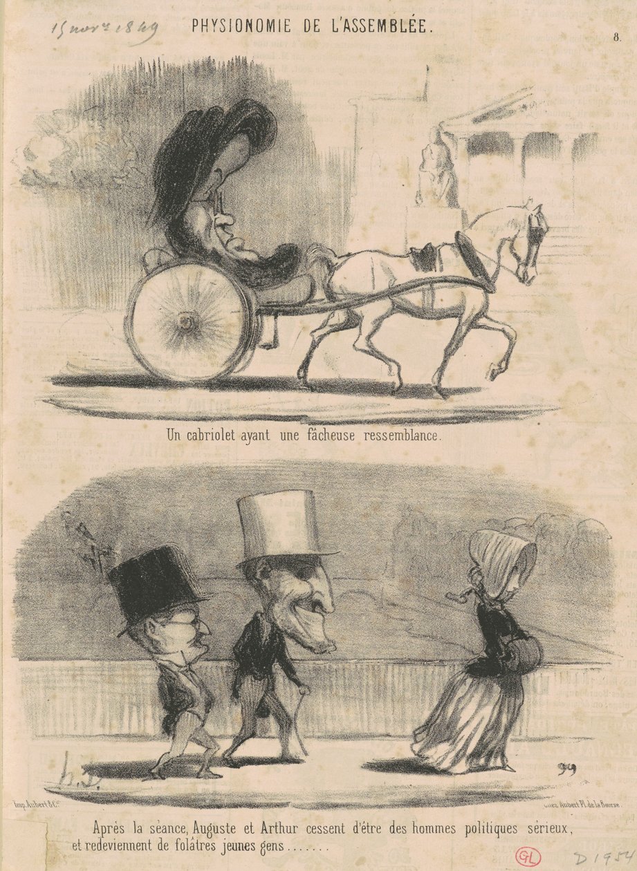 Talihsiz bir benzerliğe sahip bir üstü açılır araba... by Honoré Daumier