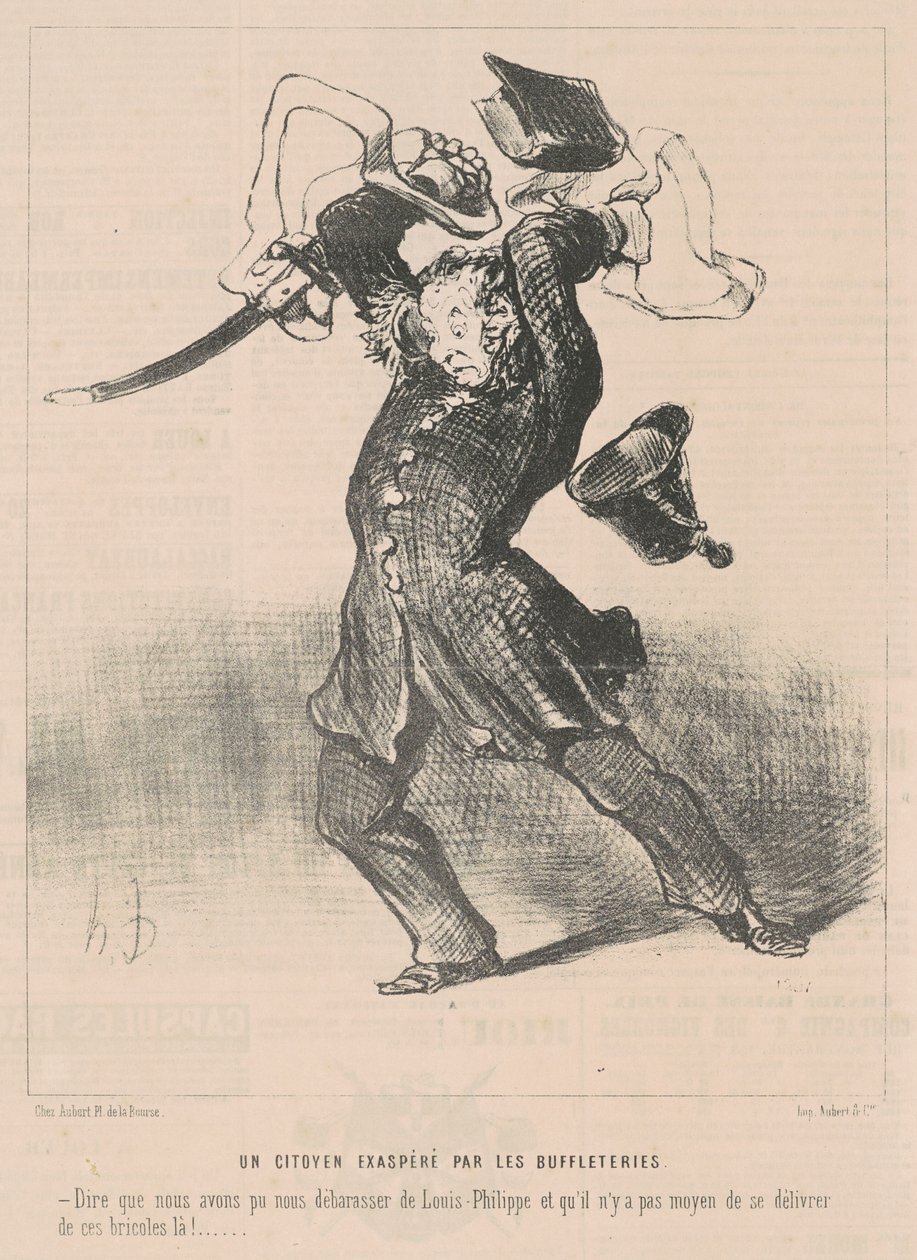 Bufalolara çileden çıkmış bir vatandaş by Honoré Daumier