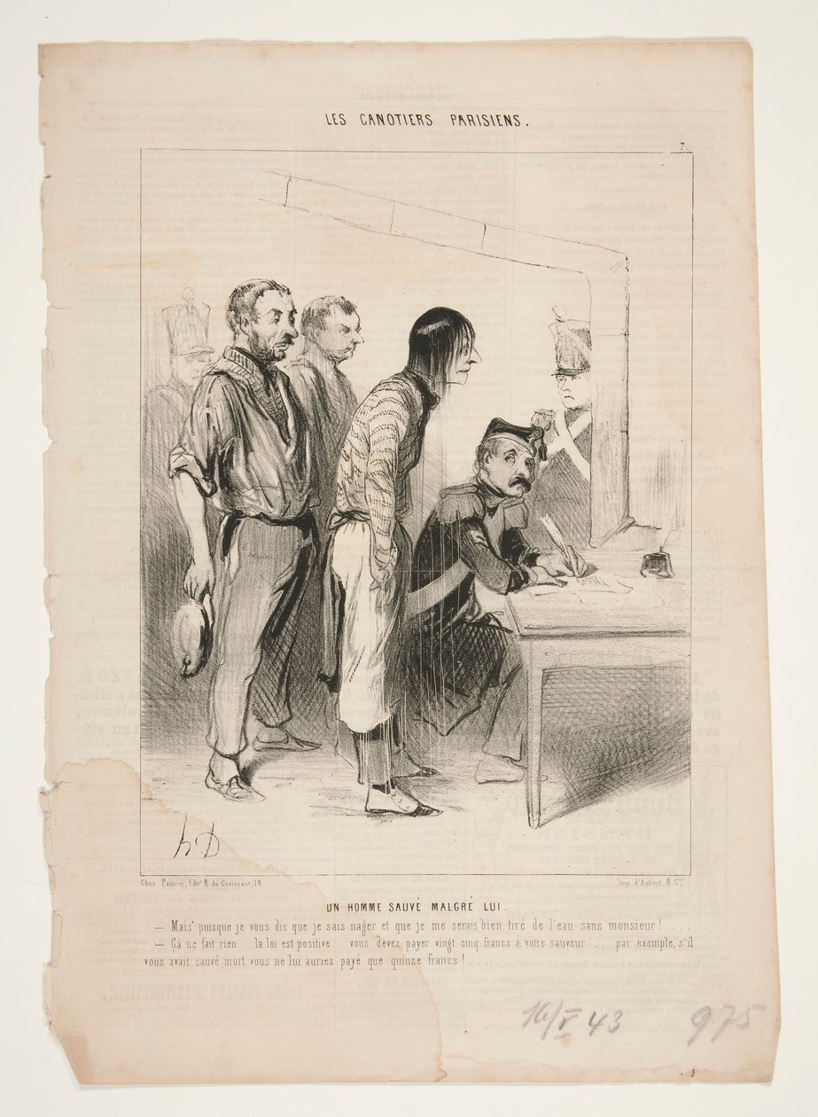 Bir adam kendine rağmen kurtarır by Honoré Daumier