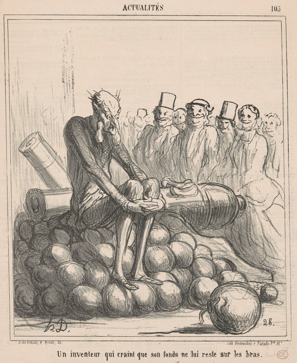 Fonunun kalacağından korkan bir mucit... by Honoré Daumier