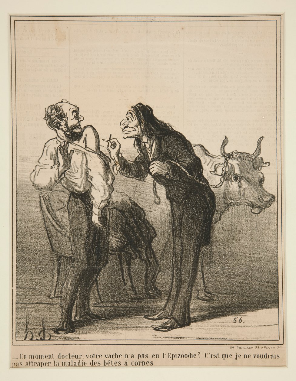 Bir dakika doktor, ineğiniz by Honoré Daumier