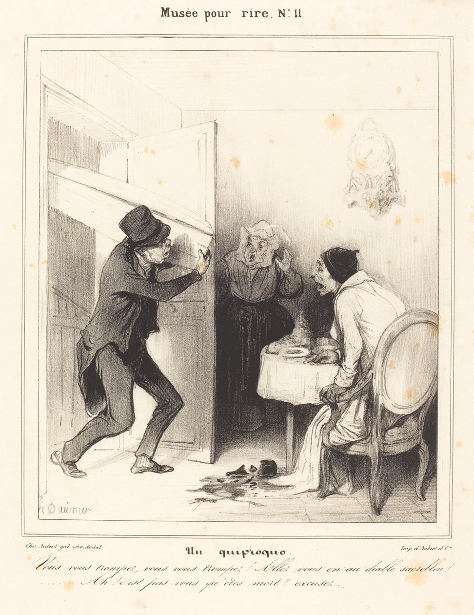 Bir yanlış anlama - Yanılıyorsun... git... cehenneme... by Honoré Daumier