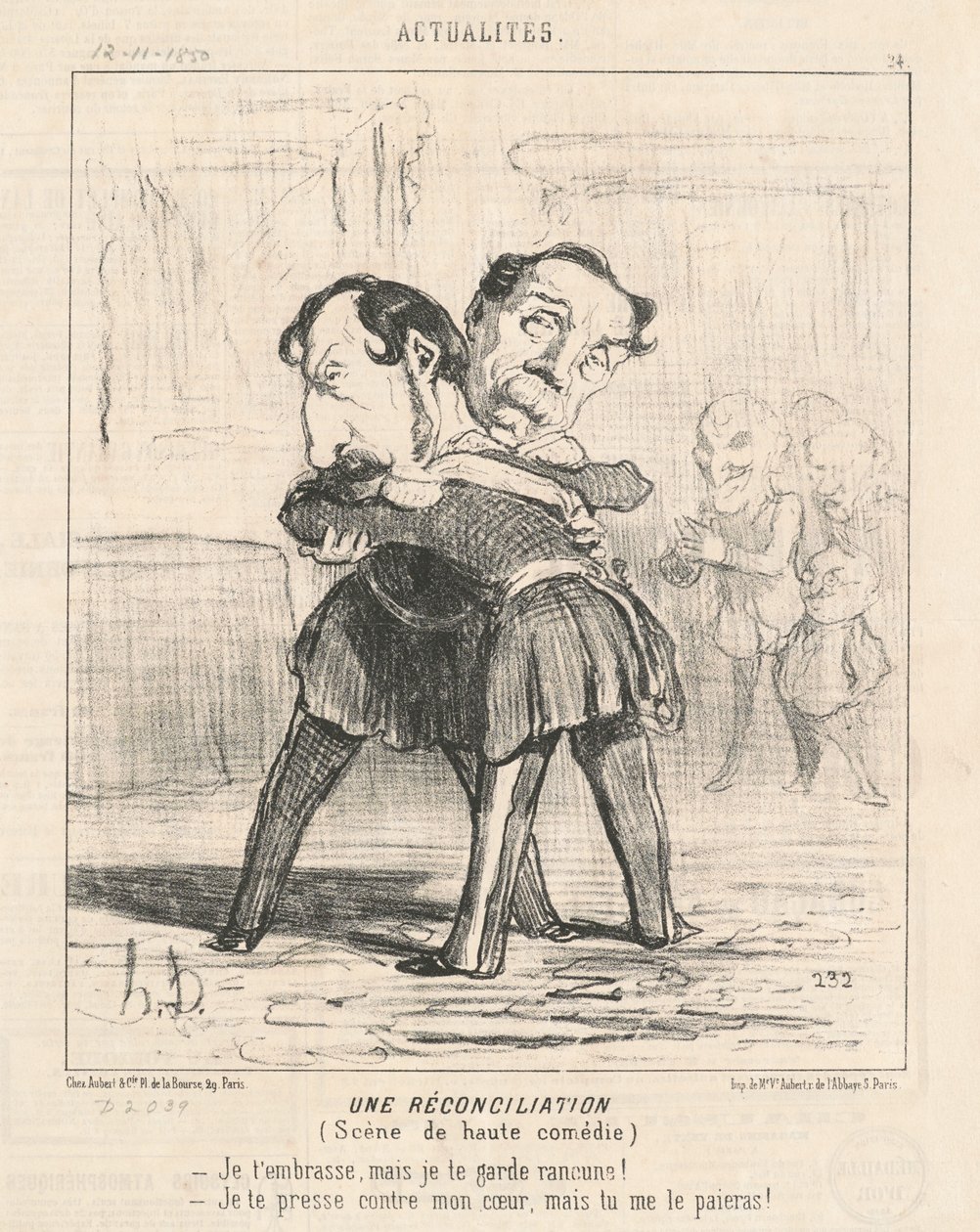 Bir uzlaşma, yüksek komedi sahnesi... by Honoré Daumier