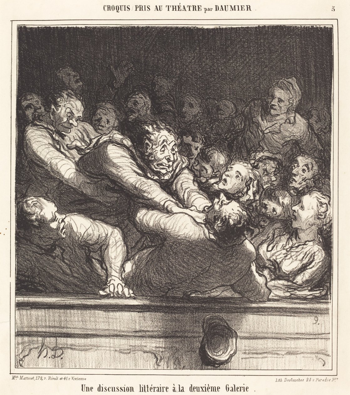 İkinci Galeride Bir Edebi Tartışma by Honoré Daumier