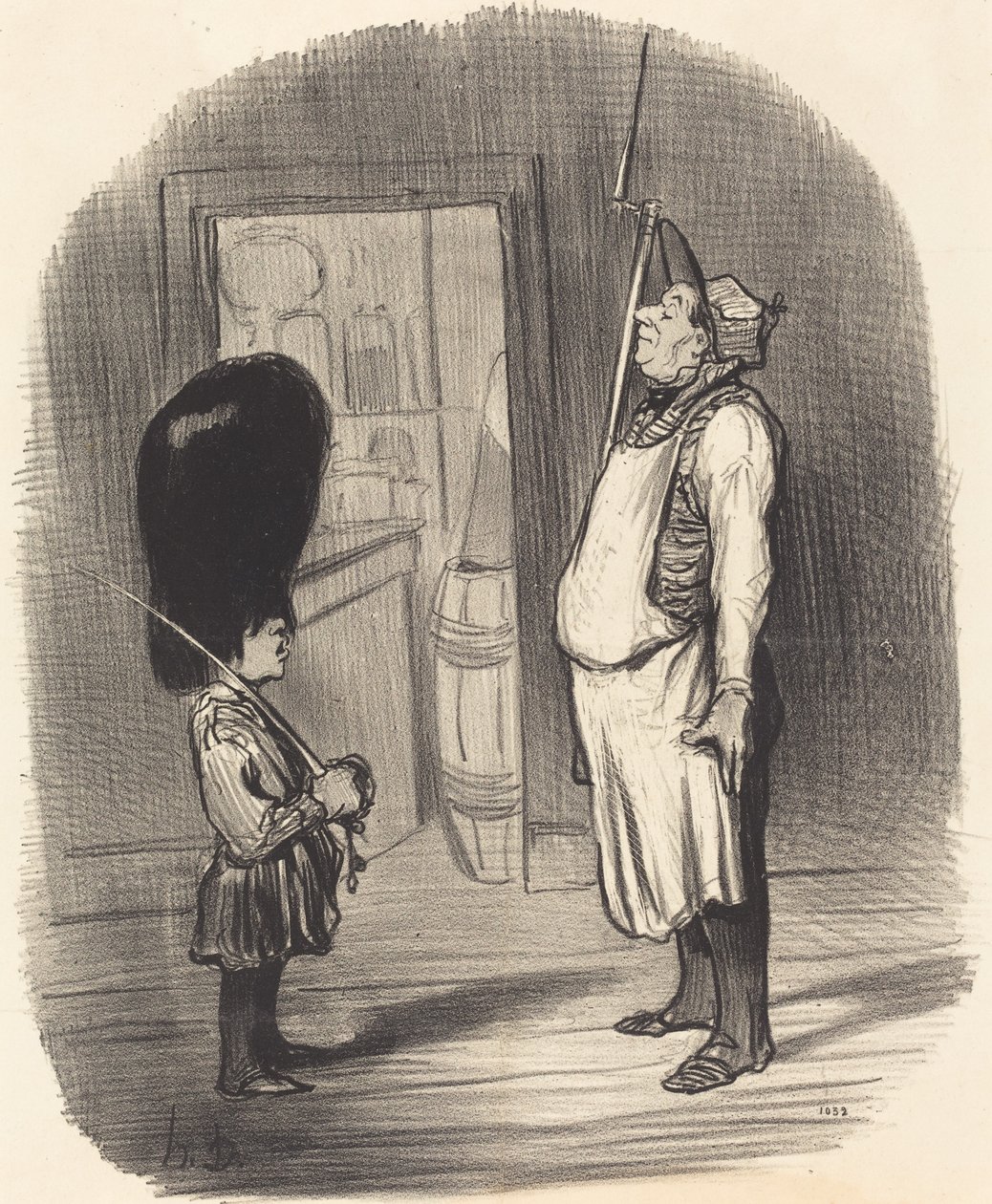 Savaşçı içgüdüsünün bulunduğu bir Aile by Honoré Daumier