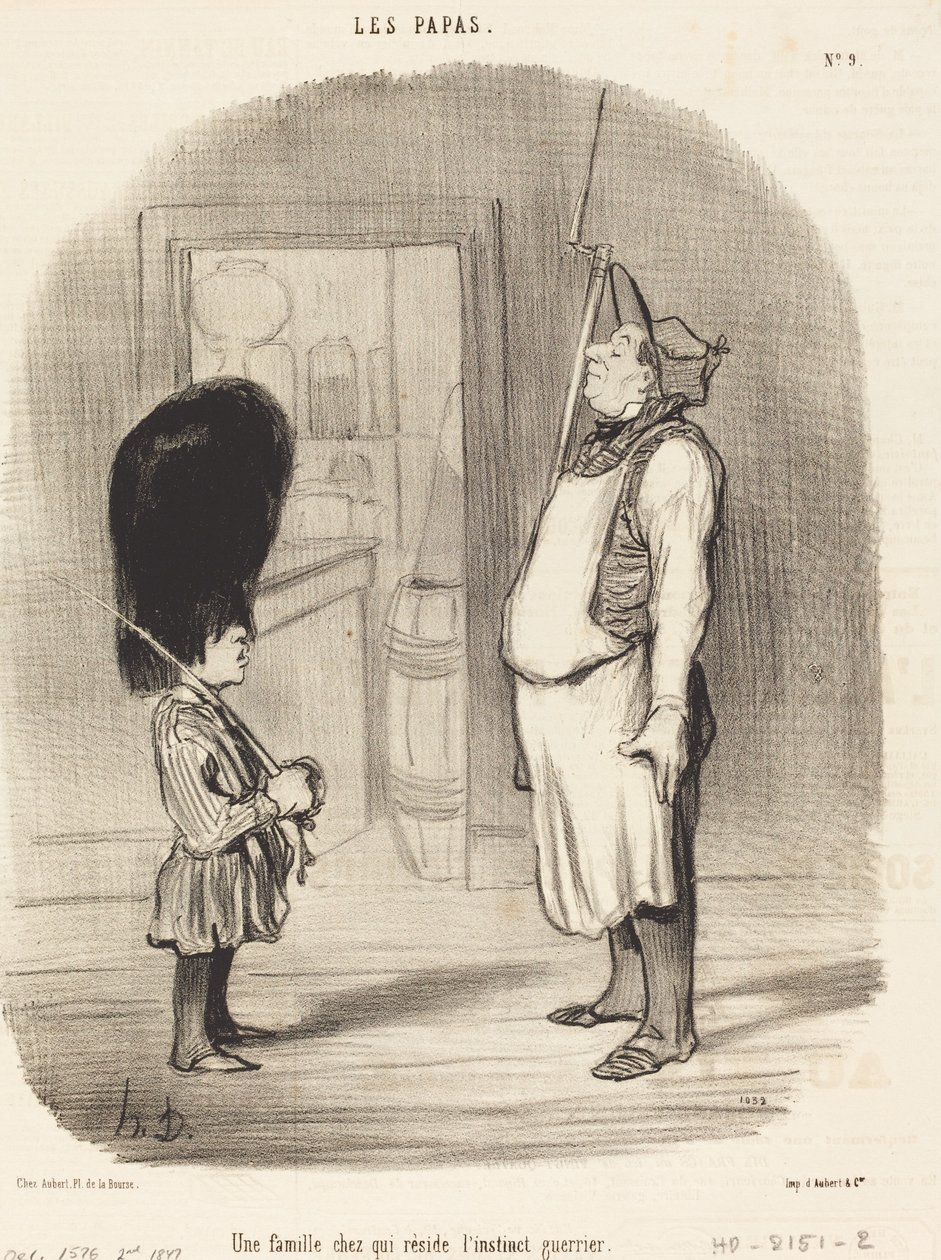 Savaşçı içgüdüsünün bulunduğu bir Aile by Honoré Daumier
