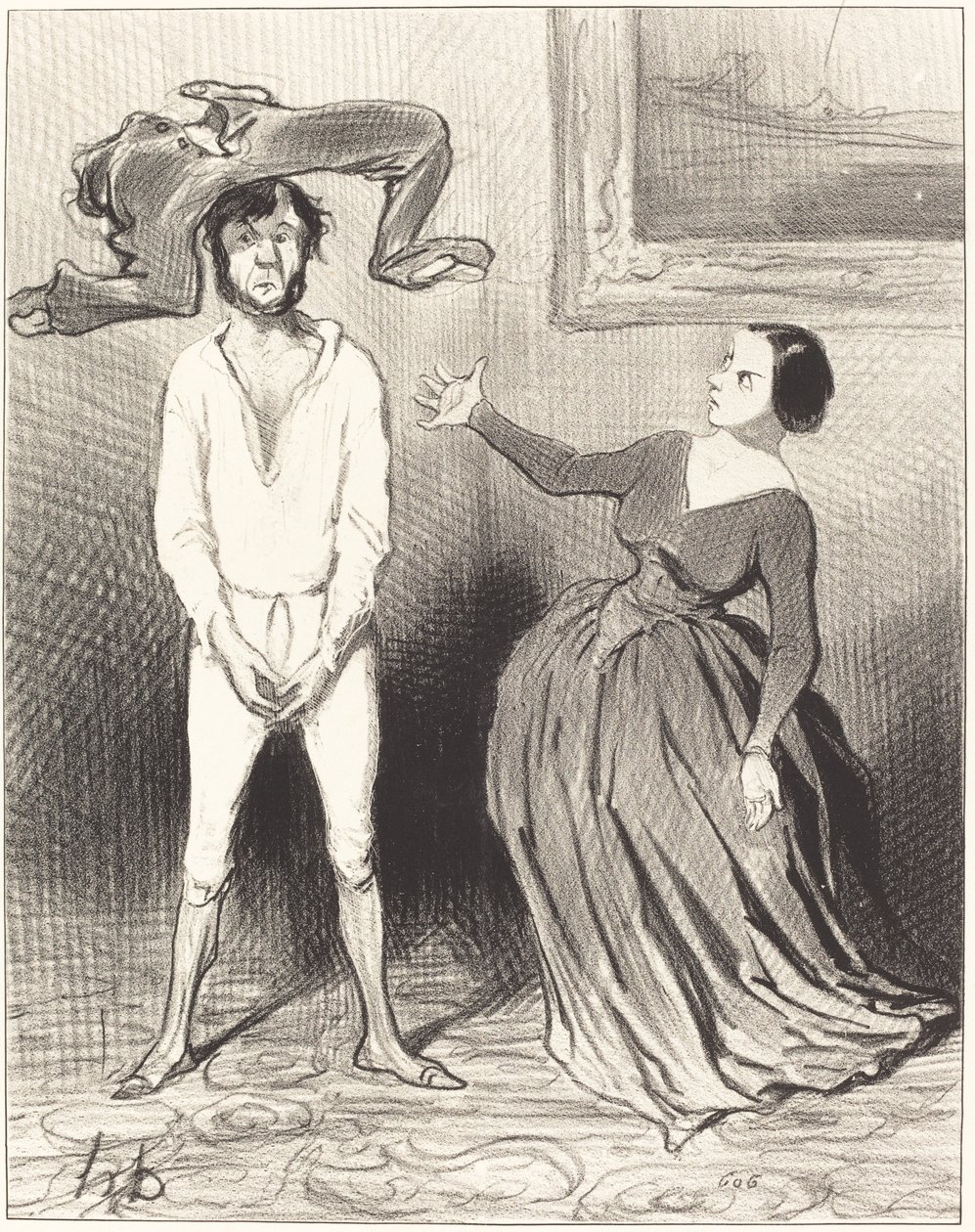 Benim gibi bir kadın... bir düğmeyi geri mi basar?... by Honoré Daumier