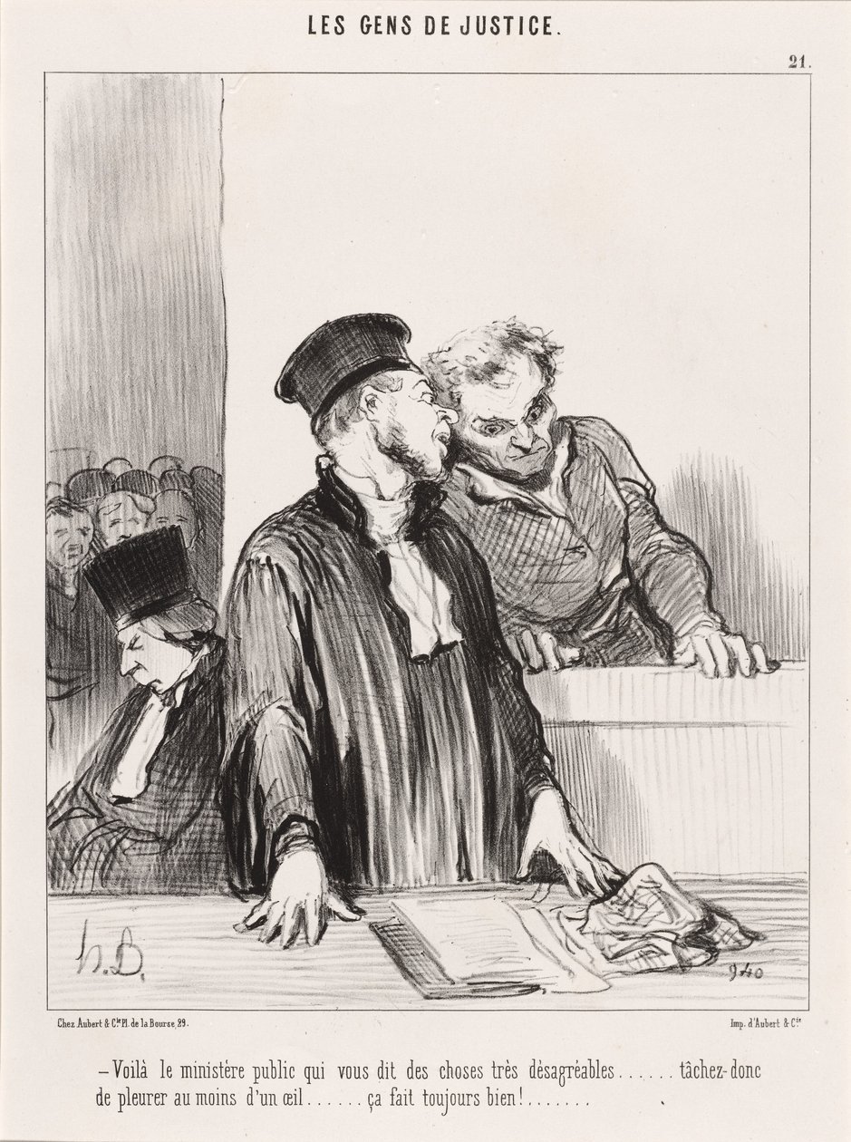 İşte size bir şeyler söyleyen savcı... tatsız... by Honoré Daumier