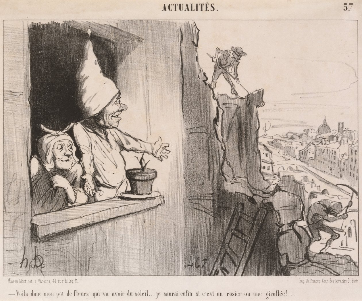 Voila... benim saksı... biraz güneş alacak... by Honoré Daumier