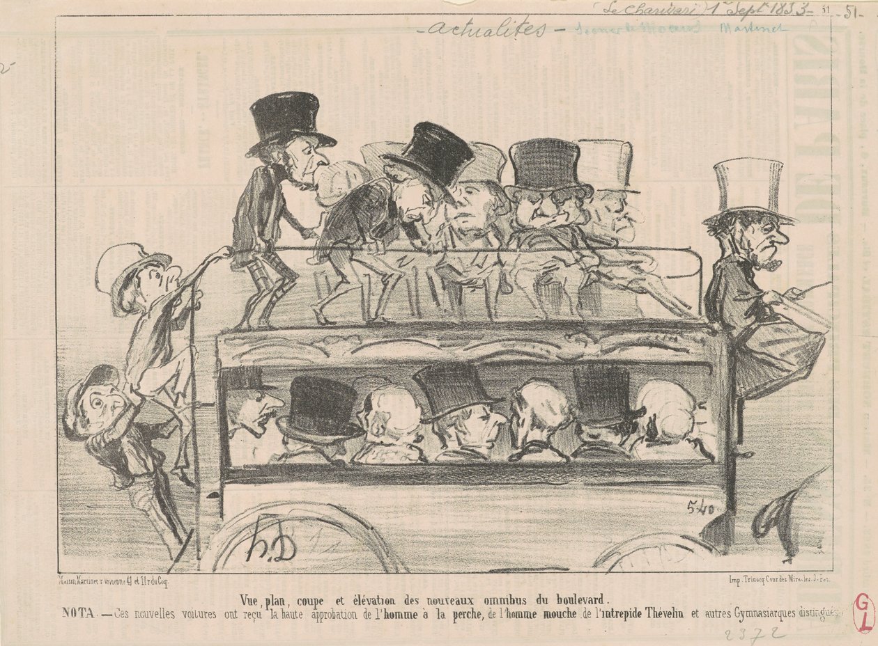 Bulvarın ... omnibüslerinin görünümü ... ve yüksekliği ... by Honoré Daumier