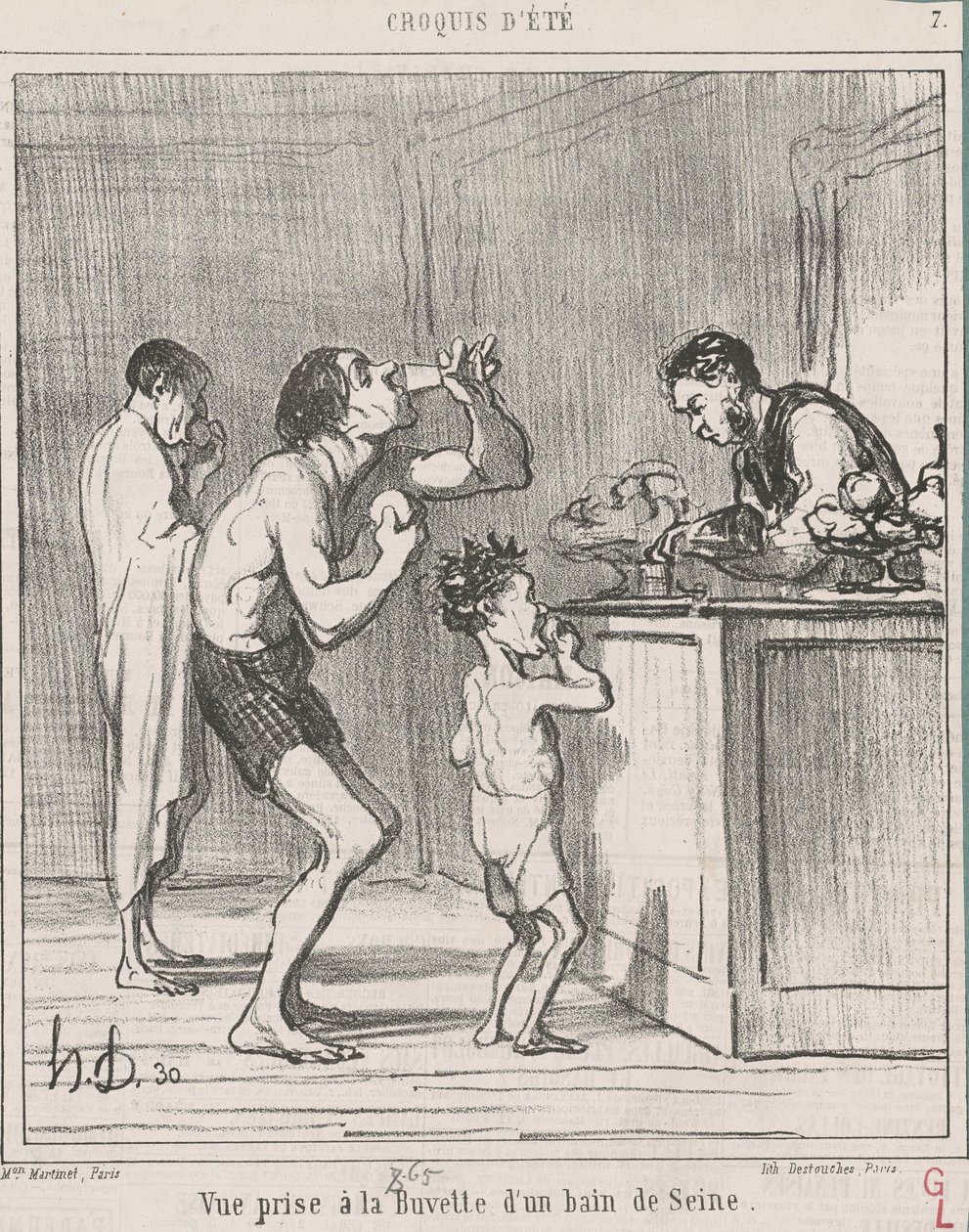 Hamamın serinletici barında çekilmiş görüntü by Honoré Daumier