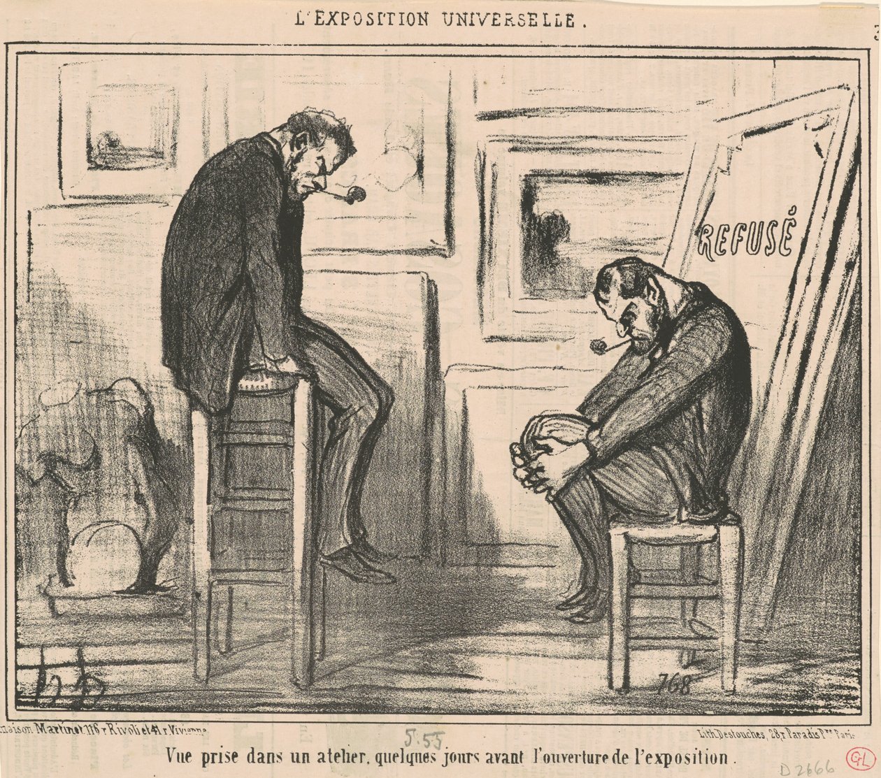 Bir atölyede çekilmiş bir görüntü... by Honoré Daumier