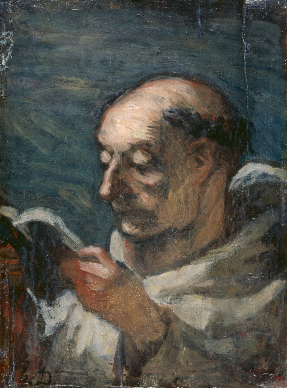 keşiş okuma by Honoré Daumier