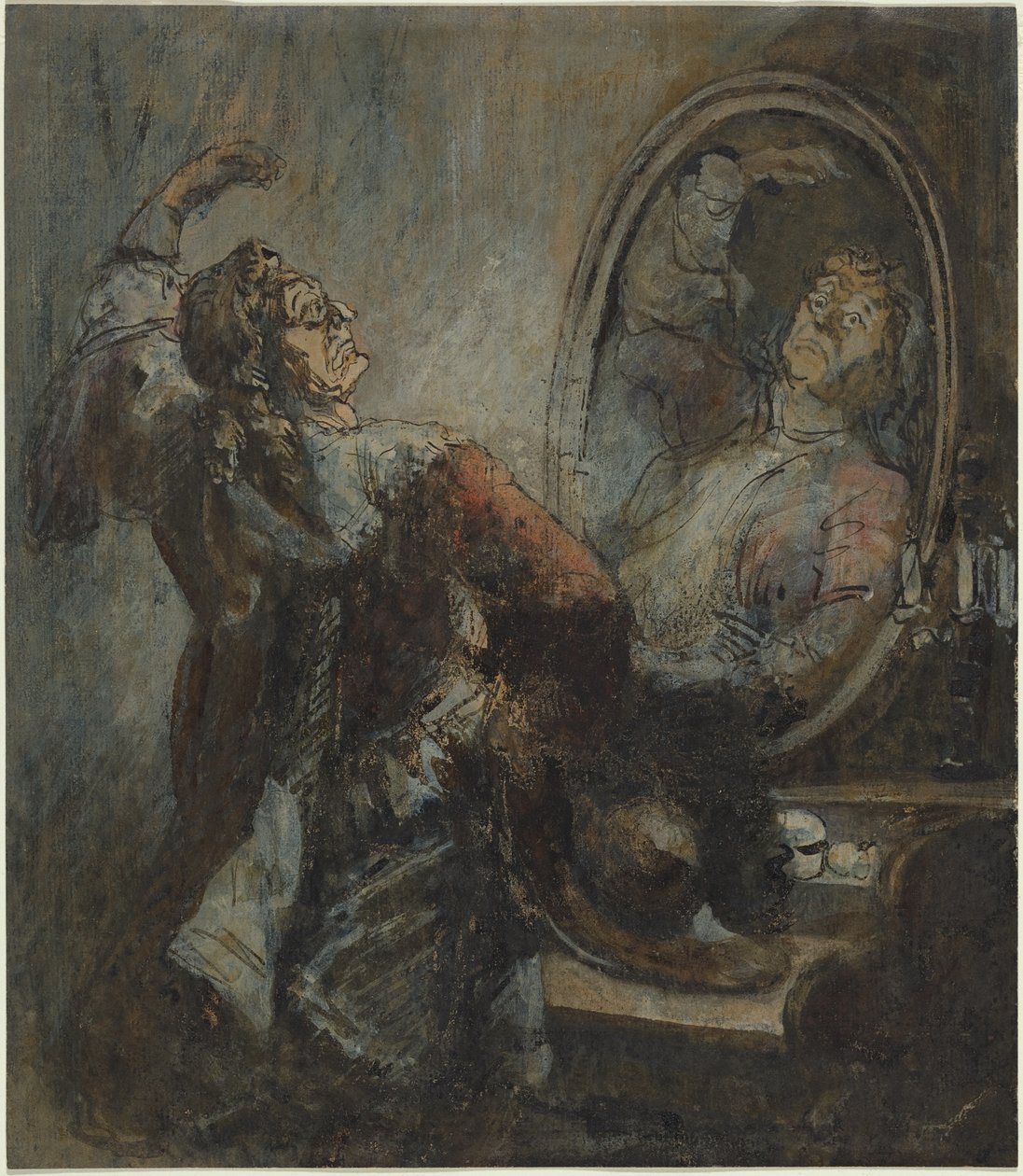 Ayna Önünde Poz Veren Aktör by Honore Daumier