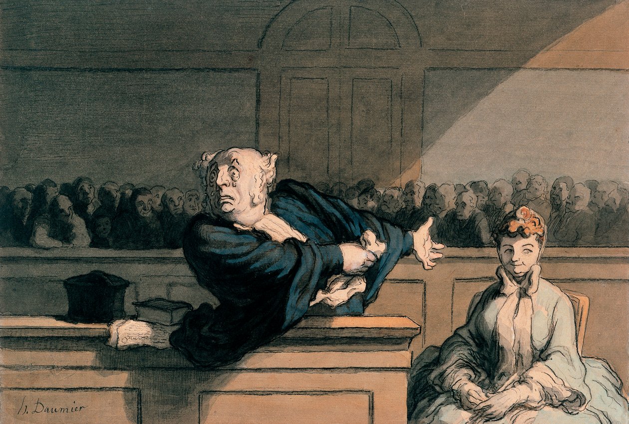 Savunma Danışmanı (The Advocate), c.1862-65 (kalem ve mürekkep, karakalem, pastel boya ve kağıt üzerine sulu boya) by Honoré Daumier