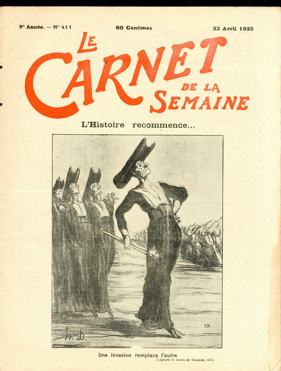 Siyah Beyaz Hiciv “Haftanın Defteri”nin Kapağı by Honoré Daumier
