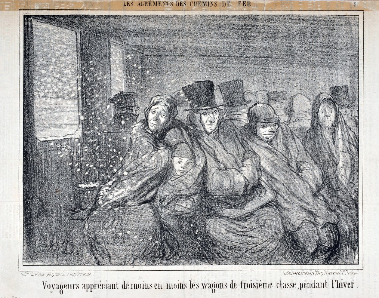 "Les Agrements des Chemin de fer" serisi için illüstrasyon by Honoré Daumier