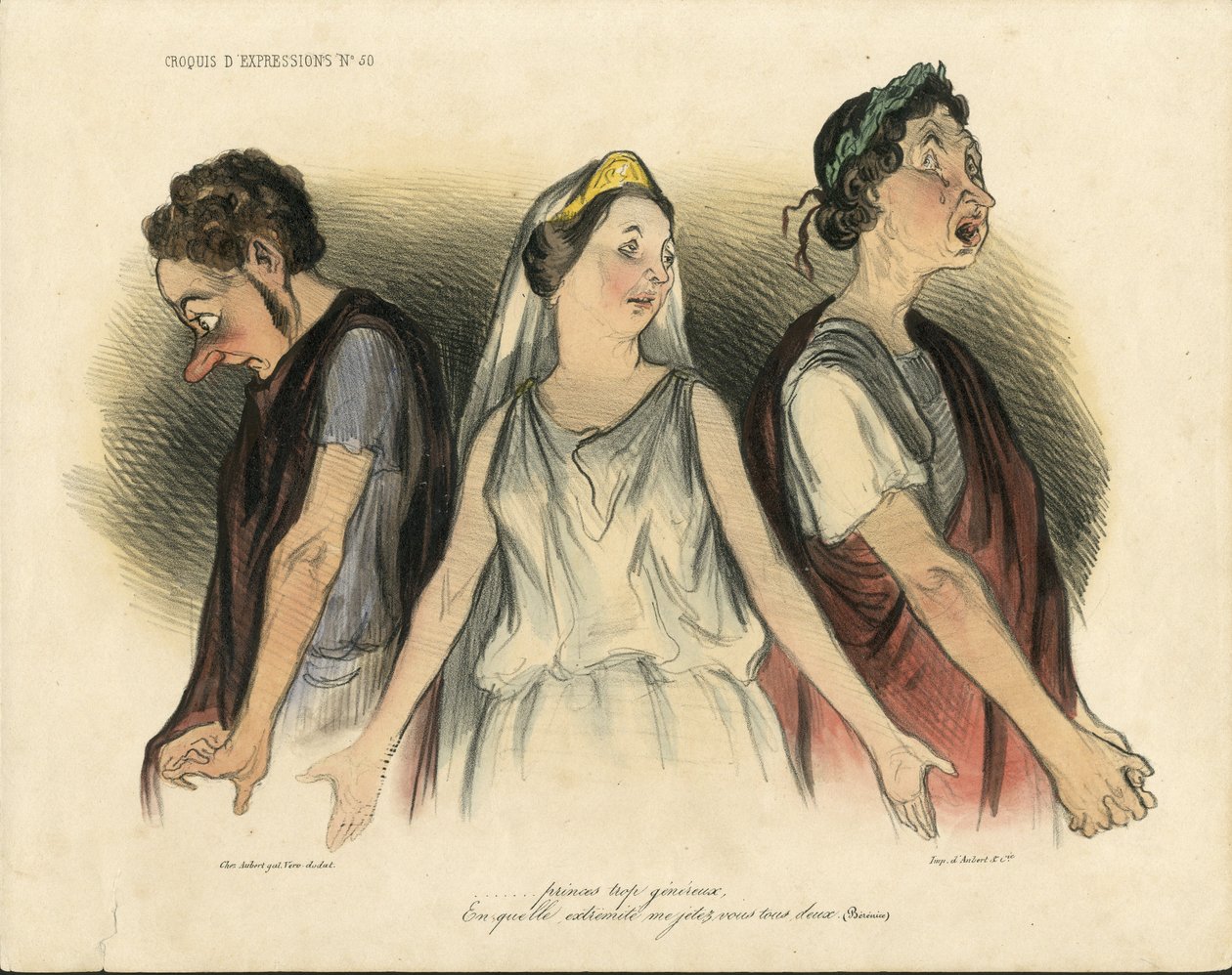 Honore Daumier (1808-1879) danse - Tiyatro - Aktör, aktris Komedyen çizimi by Honoré Daumier