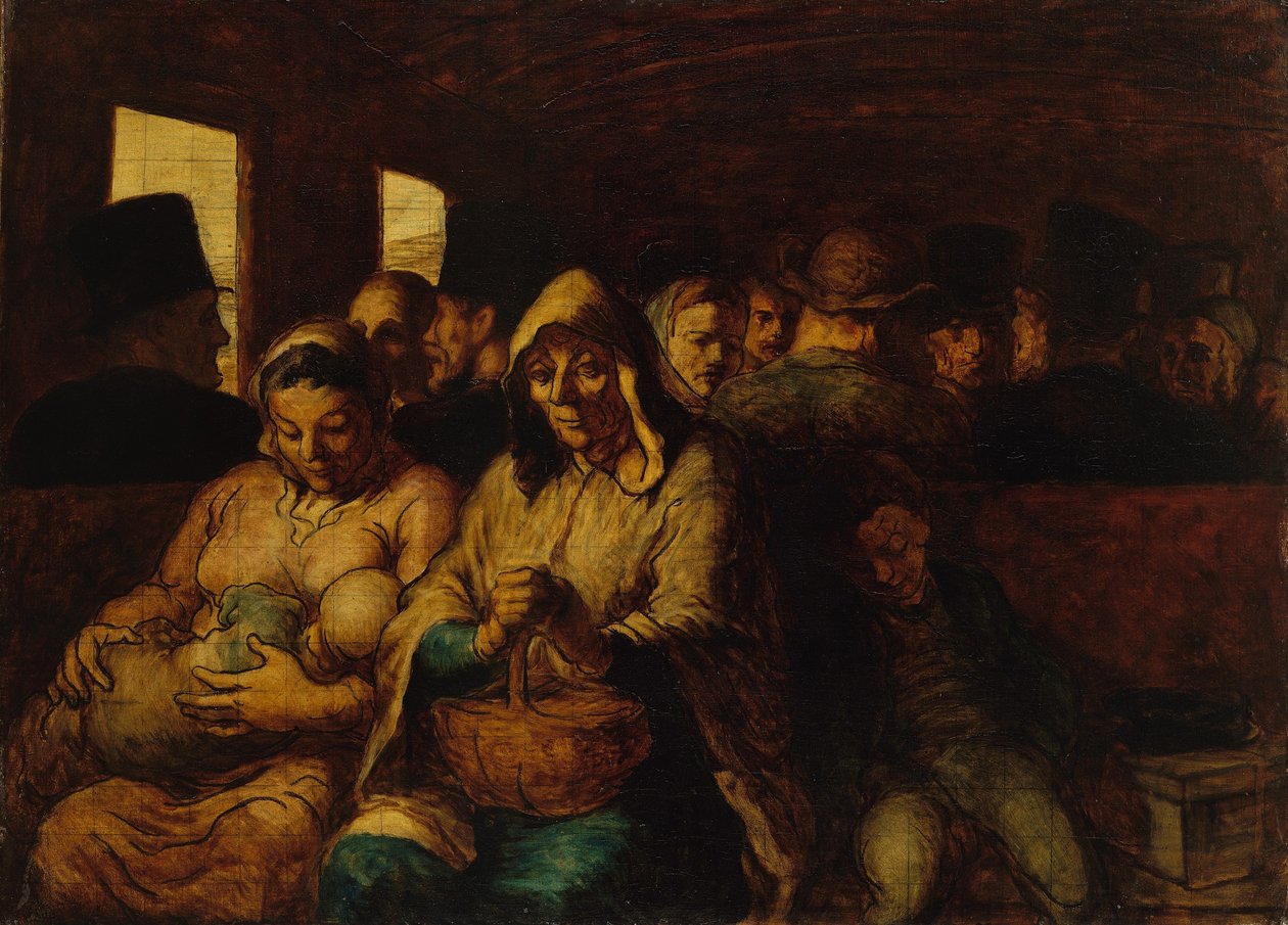 Üçüncü sınıf arabanın içi by Honoré Daumier