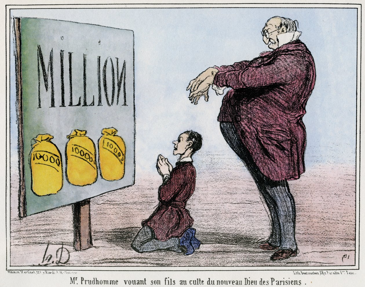 Bay Prudhomme oğlunu yeni Parisli Tanrı kültüne adadı by Honore Daumier