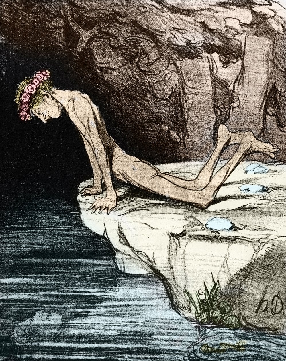 Güzel Nergis. Yazar, politikacı ve tarihçi olan ve aynı zamanda Academie Française 19. yüzyıl üyesi olan Honore Daumier de Salvandy (1795-1856) tarafından (litografi) by Honoré Daumier