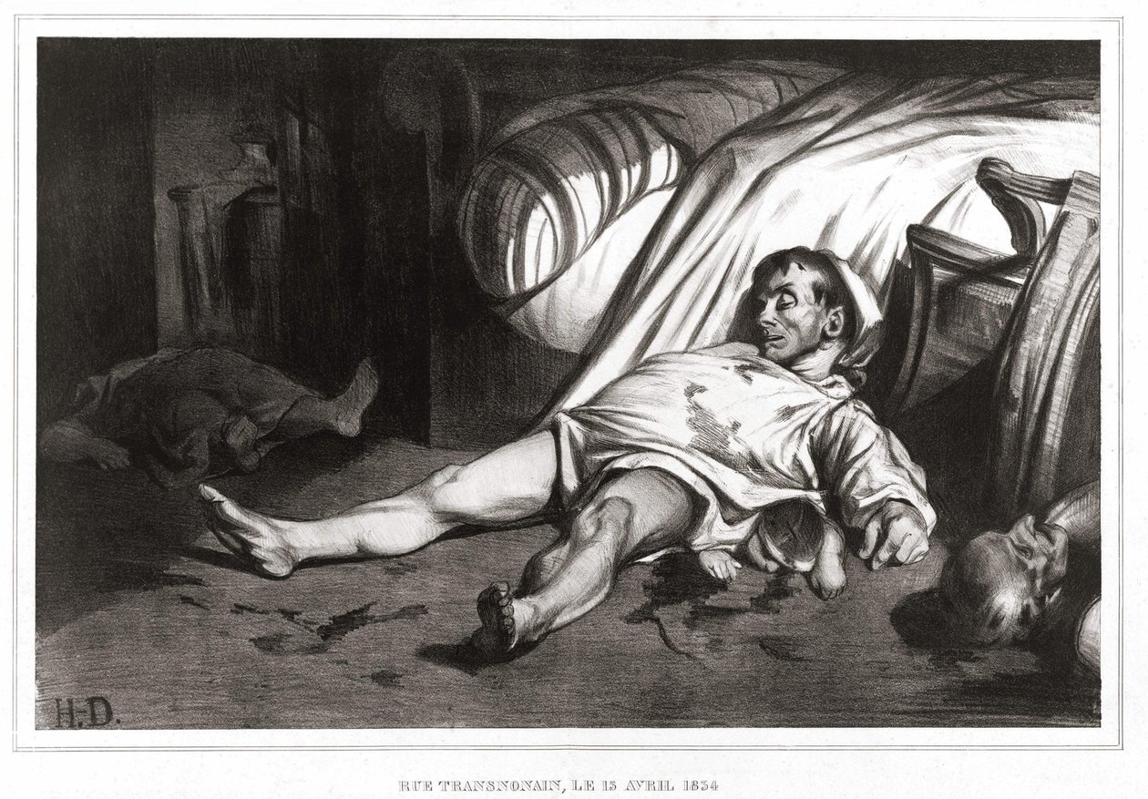 14/04/1834 (litografi) 1837 tarihinde Rue Transnonain katliamı by Honoré Daumier