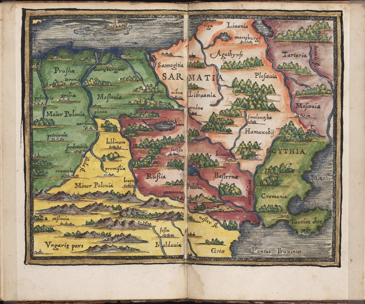 Sarmatya Haritası Nereden: Rudimenta Cosmographica, 1542 by Honterus