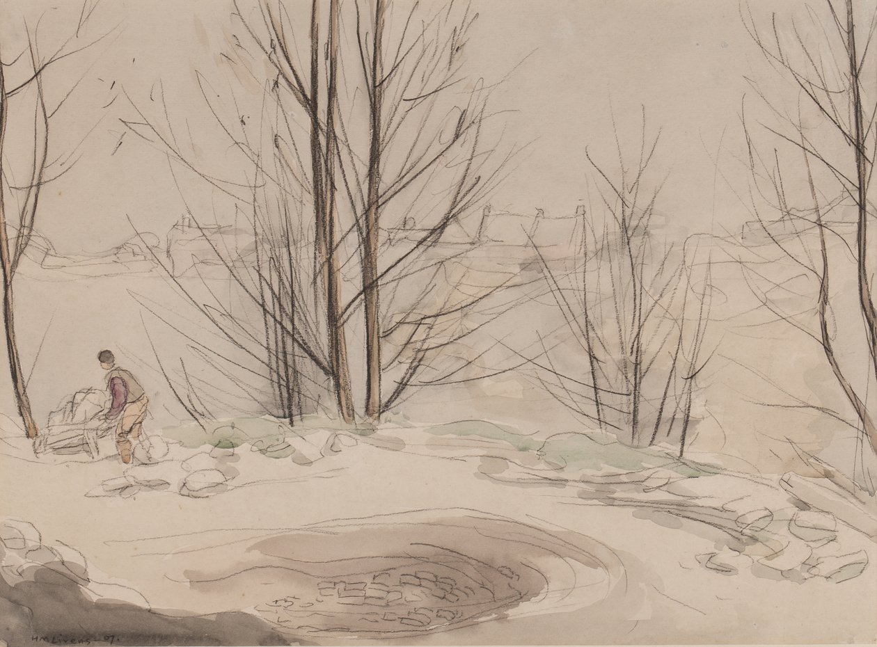 Carshalton Ocağı, 1907 (kağıt üzerinde tebeşir ve tuvalet) by Horace Mann Livens