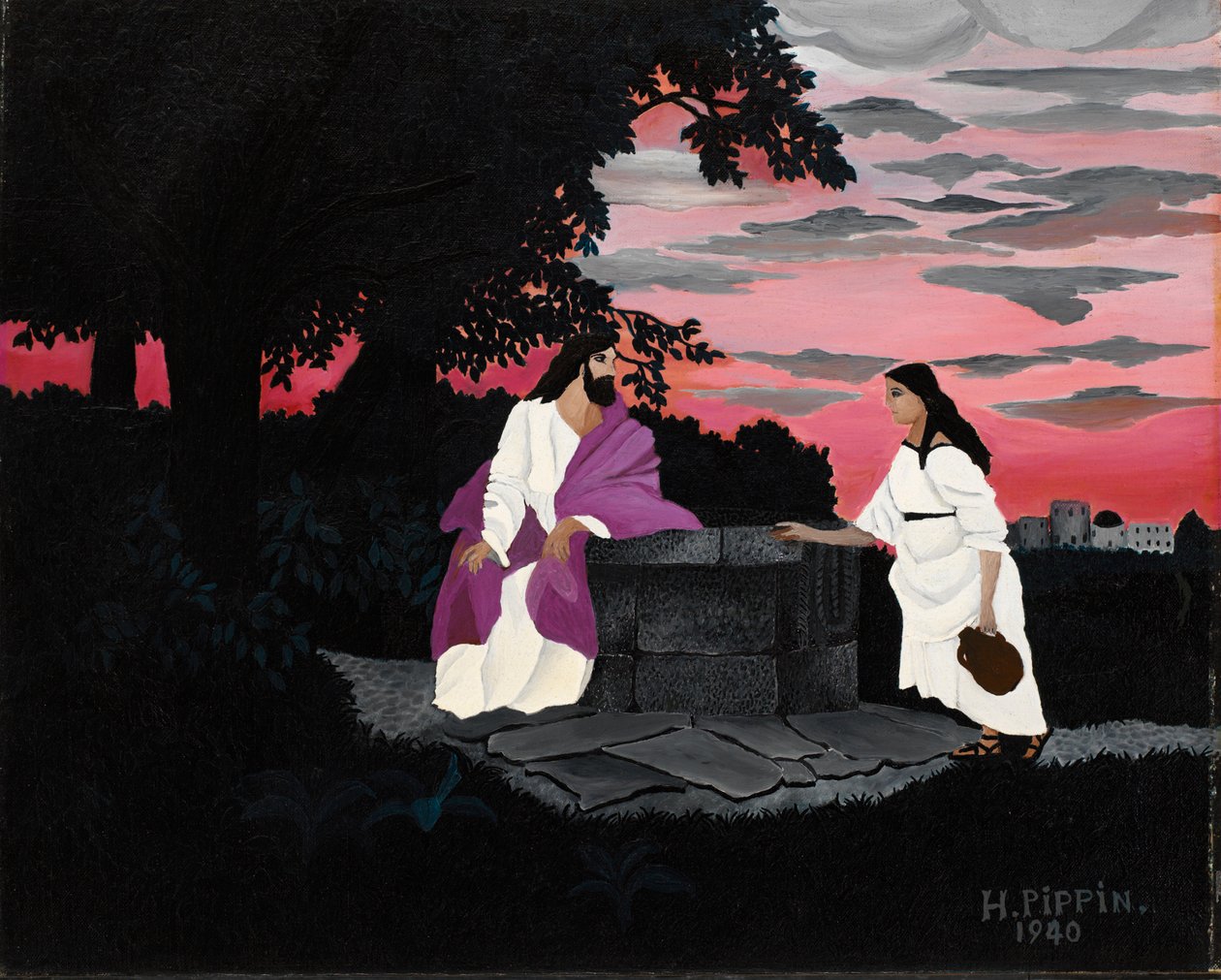 İsa ve Samiriyeli Kadın by Horace Pippin