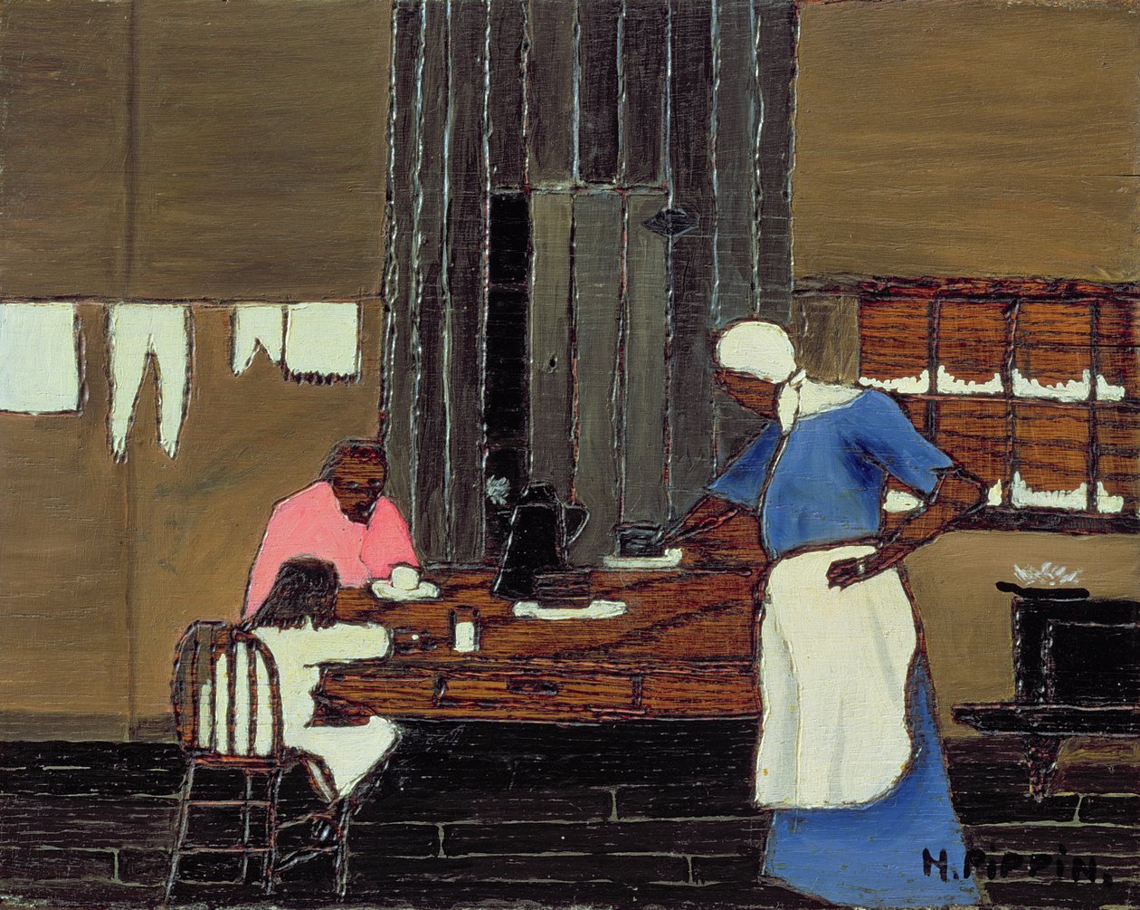 Akşam Yemeği Zamanı, c.1940 (panelde yağlı boya) by Horace Pippin