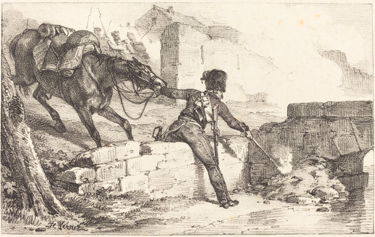 Topçu Mayını Yakıyor by Emile Jean Horace Vernet