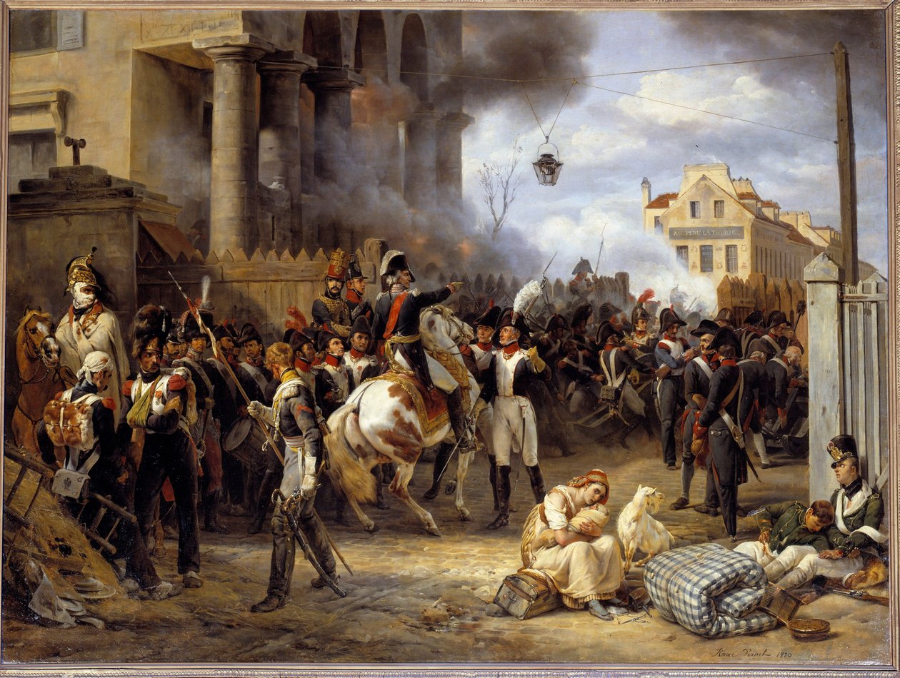 Fransa Seferi: “” La bariyere de Clichy, 30/03/1814 tarihinde Paris savunması”” Merkezde General Moncey. Emile Horace Vernet