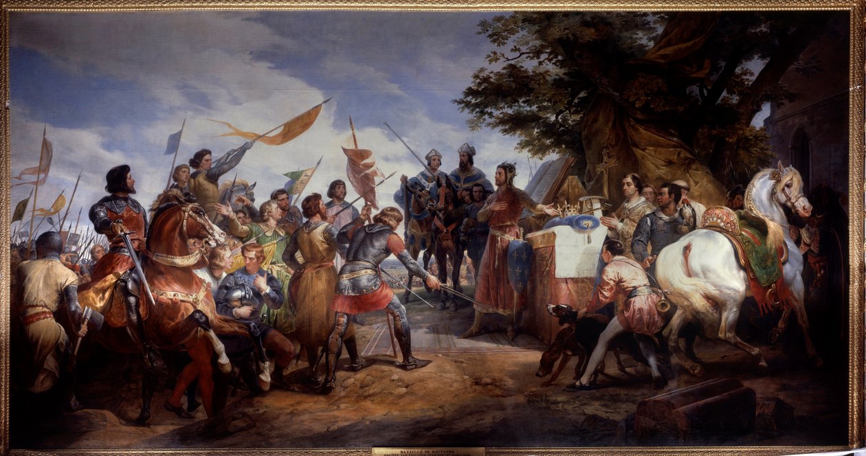 Fransız-İngiliz Savaşı (1202-1214): “” 27/07/1214 tarihinde Bouvines Muharebesi, Philippe Auguste Fransa'nın tacını devreye sokar”” Philippe Auguste'nin Fransız ordusuna, Othon IV'ün Flaman ve Welfs'ine karşı karşı çıktı. . Fransız zaferi o by Emile Jean Horace Vernet