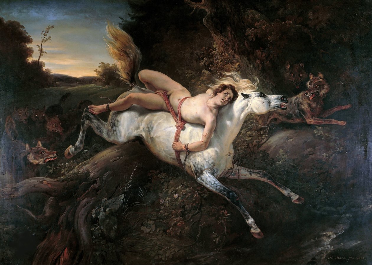 Mazeppa ve Kurtlar, 1826. by Emile Jean Horace Vernet