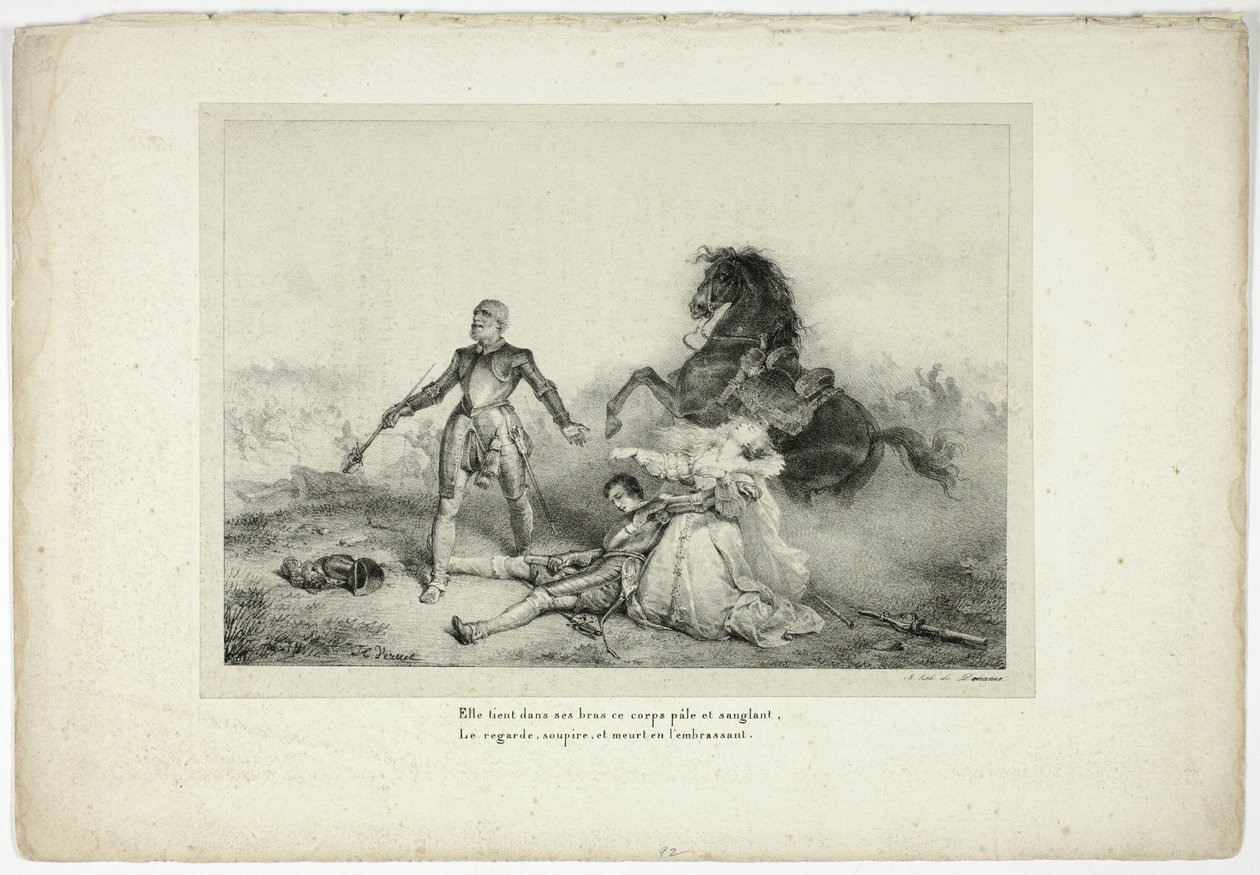 Solgun ve Kanlı Cesedi Kollarında Tuttu... by Emile Jean Horace Vernet
